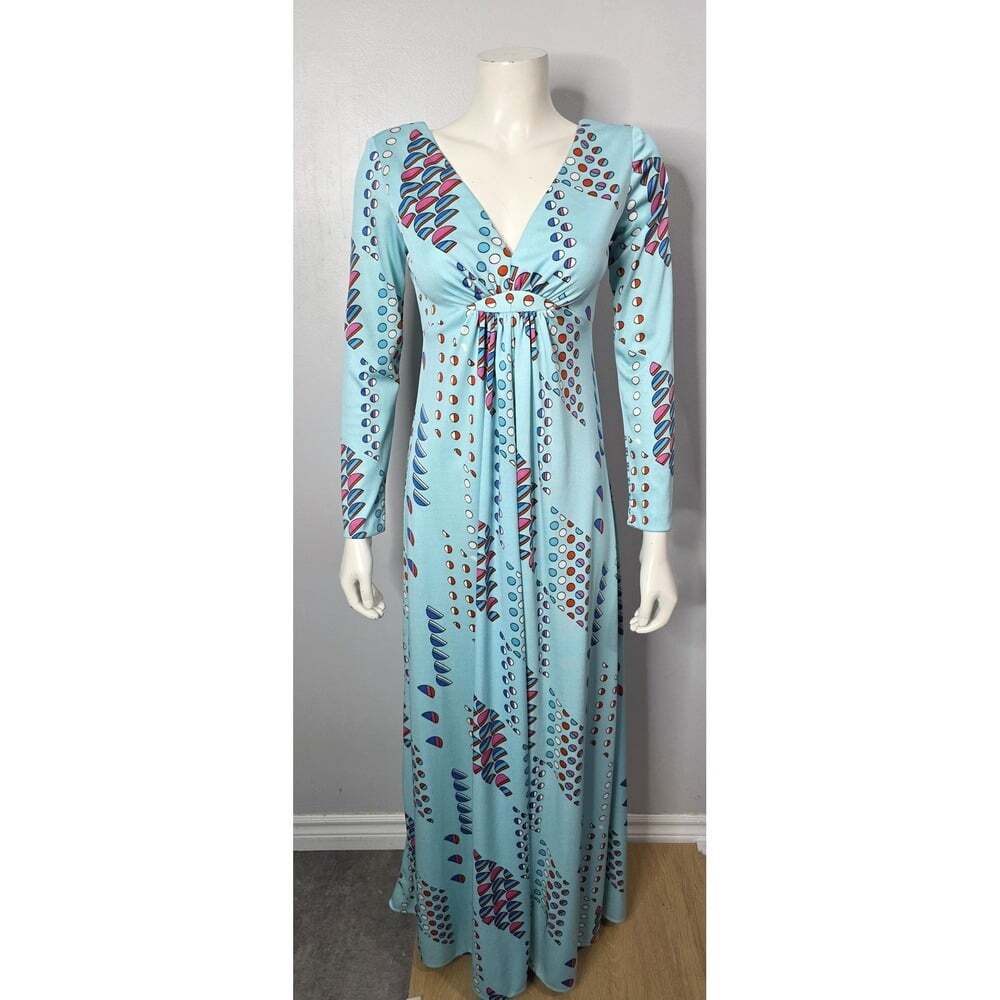 Vintage 1970s MOD Circle Print Maxi Dress